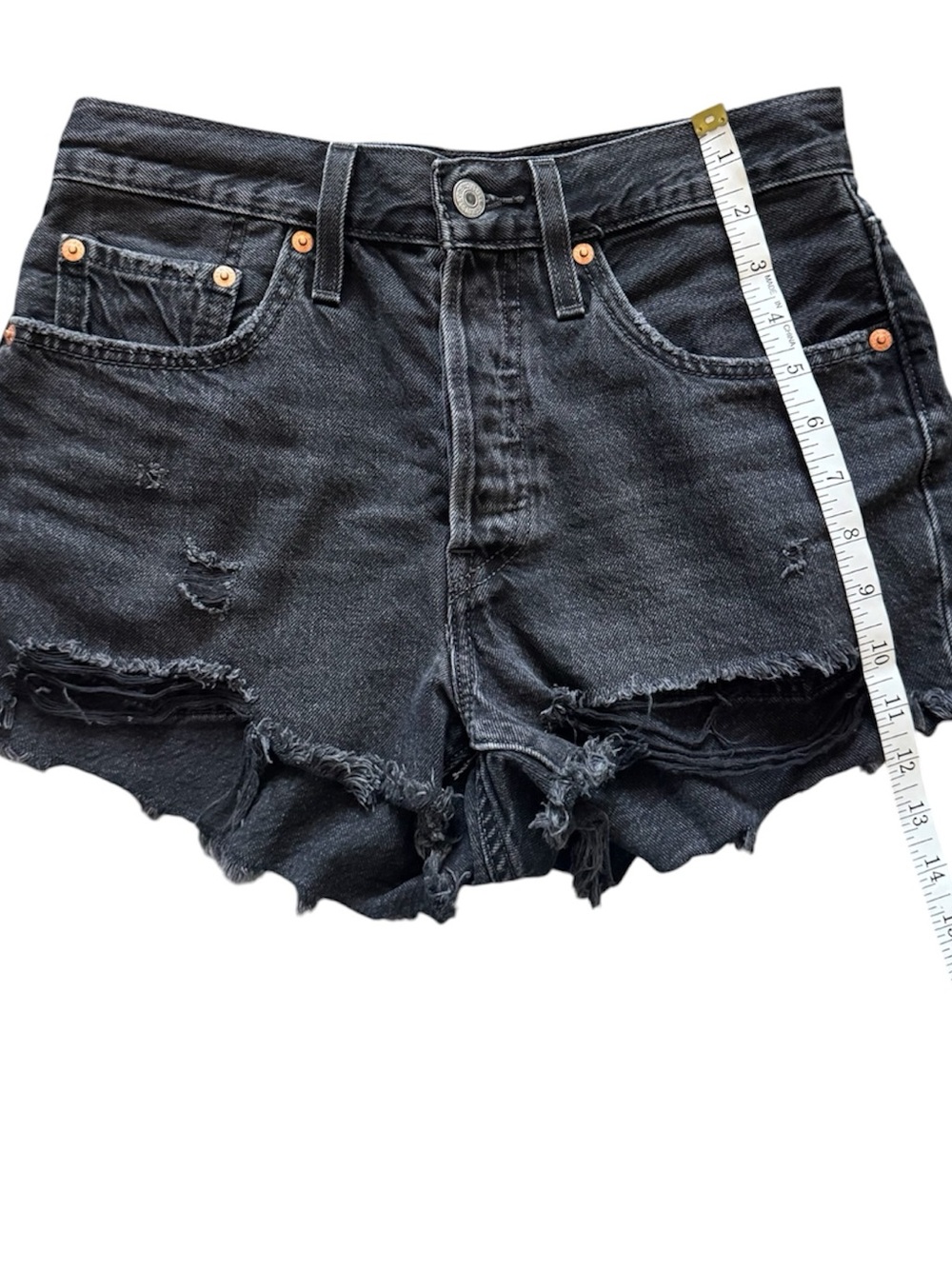Levi’s 501 Original Cutoff Shorts Black High Rise Denim Shorts Size 26 - Picture 7 of 8